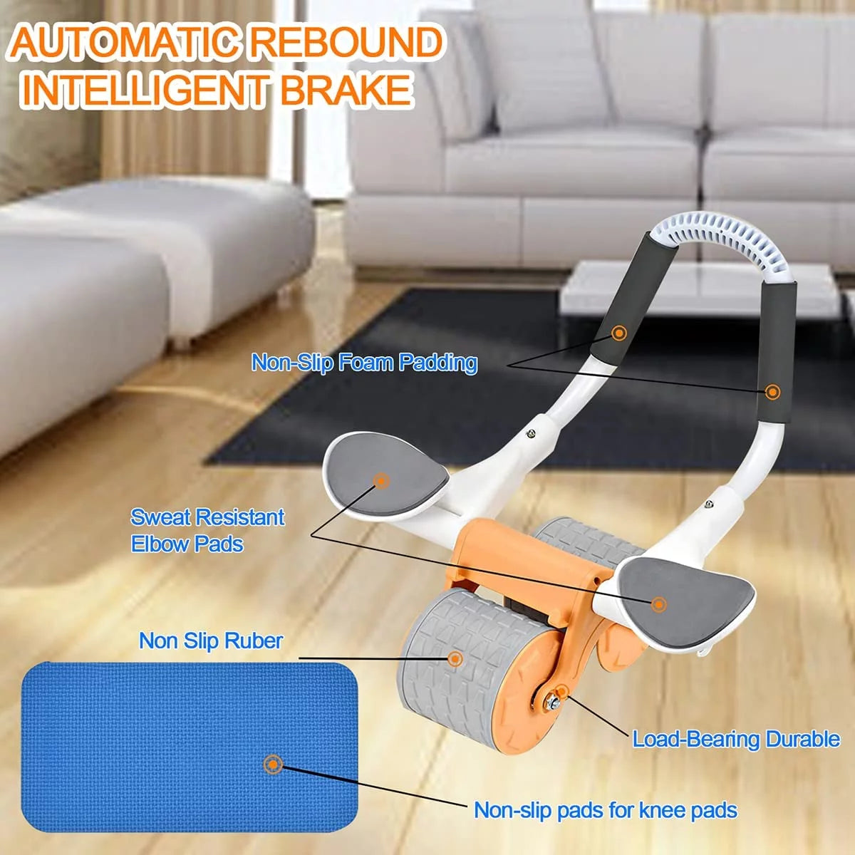 2024 New with Timer Ab Abdominal Exercise Roller Elbow Support, Abs Roller Wheel Core Exercise Equipment, Automatic Rebound Abdominal Wheel(Black)