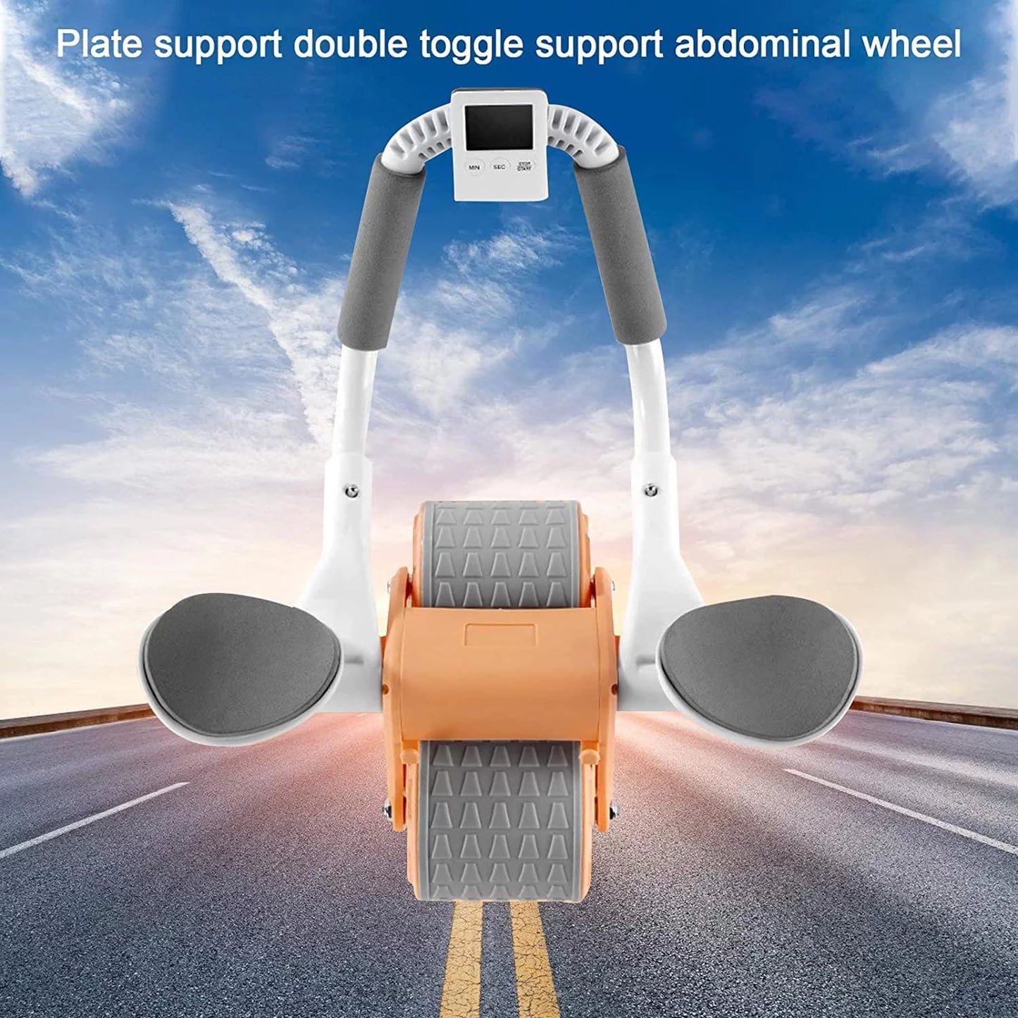 2024 New with Timer Ab Abdominal Exercise Roller Elbow Support, Abs Roller Wheel Core Exercise Equipment, Automatic Rebound Abdominal Wheel(Black)