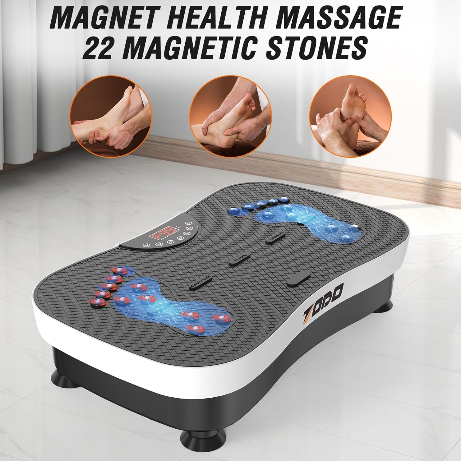 Vibration Plate Exercise Machine Whole Body Vibration Machine with Remote Control for Pain Relief, Lymphatic Drainage, Weight Loss(3 Resistance Loops/Resistance Bands)